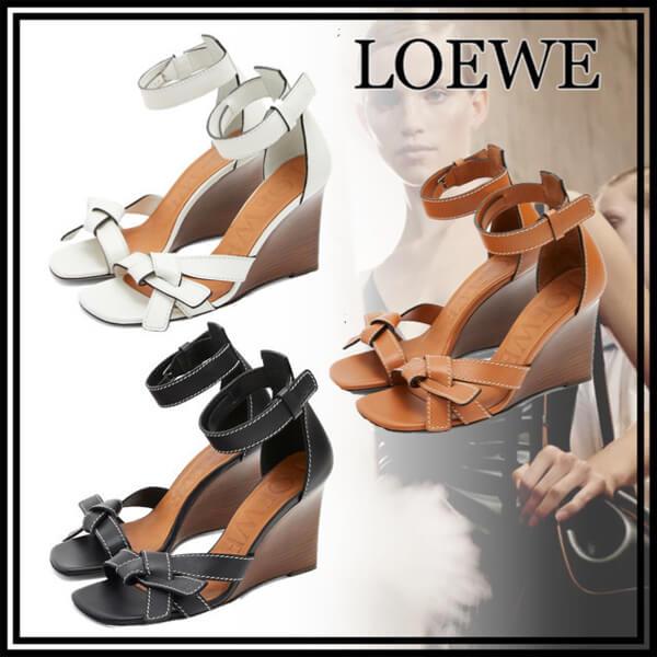 【LOEWE】2020SS新作 Gate ウェッジ サンダル/ 8cm (ブラック) 453.10.637   201120C08